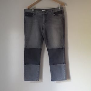 JUNAROSE 2tone Patchwork Ankle Cropped Jeans size 11 fit like 18 or 31 MUST READ
